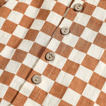 Cotton And Linen Short Sleeve Lapel Polo Shirt Two-piece Set