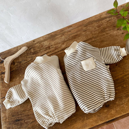 Striped Turtleneck Romper Bag Fart Sweater Loose And Casual