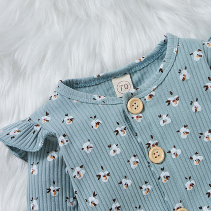 Children's Two-color Pit Stripe Printed Jumpsuit