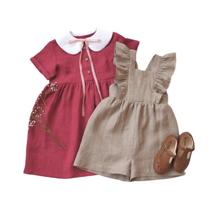 Children's Clothing Infant Cotton And Linen One-piece Shorts Strap