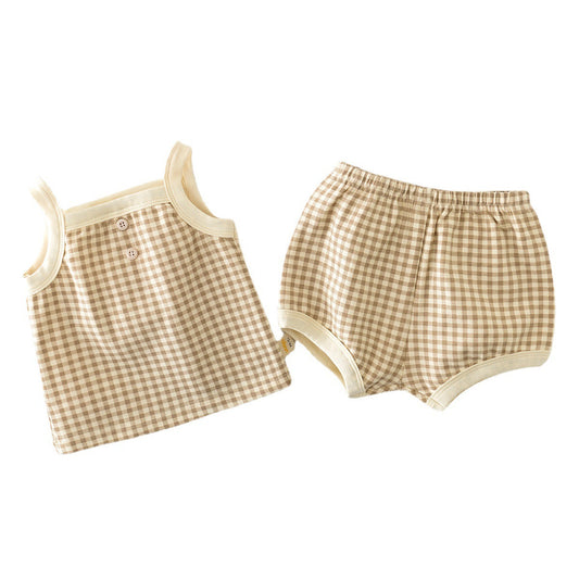 Baby Suit Summer Pajamas New Korean Style Infant Thin Suspenders Vest Shorts Boys 'and Girls' Home Wear