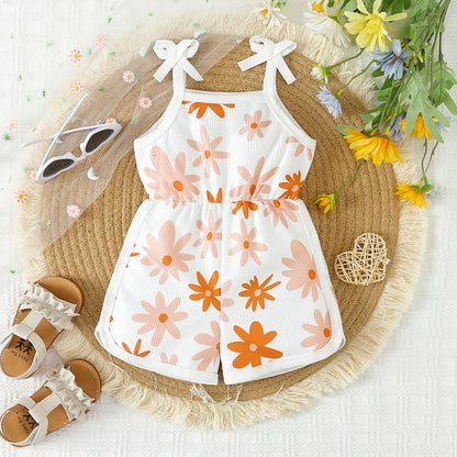 Summer New Girls' Jumpsuit Printed Sling