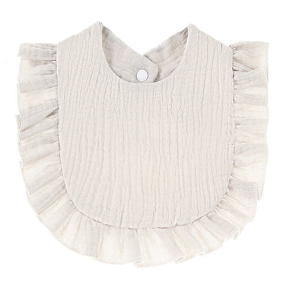 Ruffled Cotton Gauze Lace Bib Saliva Pocket