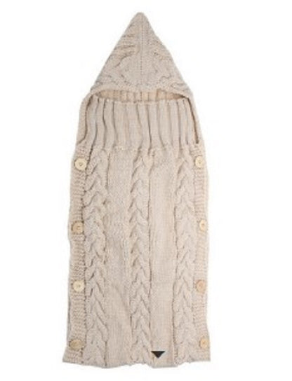 Infant Baby Tassel Ca P Sleeping Bag Sweater Wooden Button Hooded Sleeping Bag