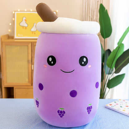 Fruit Milky Tea Cup Pillow Plush Toy Leather Phone Case
