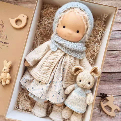 Handmade Plush Doll Golden Curly Girl Finished Product