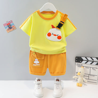 Short-sleeved Cartoon Animal Two-piece Set Children's Western Style