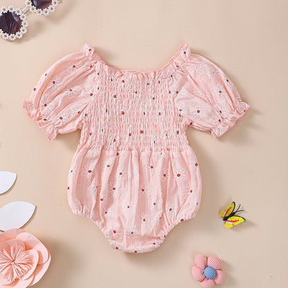 Little Sun Print Puff Sleeve Romper