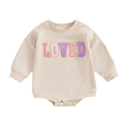 Infant Toddler Long Sleeve Alphabet Embroidery Romper